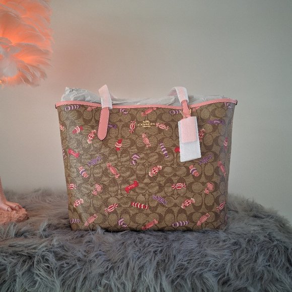 Coach Handbags - Coach City Tote Bag With Candy Print